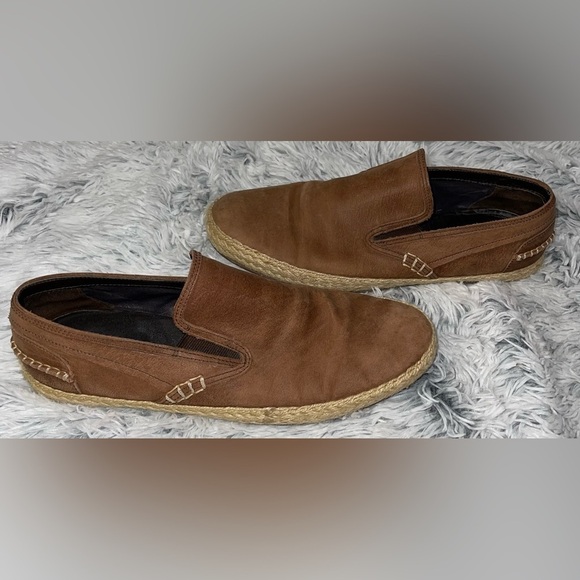 COLE HAAN Mens 9.5 M Brown Leather Jute Rope Casual Slip-On Loafers - Picture 1 of 10